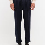 Pantalone doppia pinces flanella di lana stretch 44 / BLU