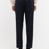 Pantalone doppia pinces flanella di lana stretch 44 / BLU