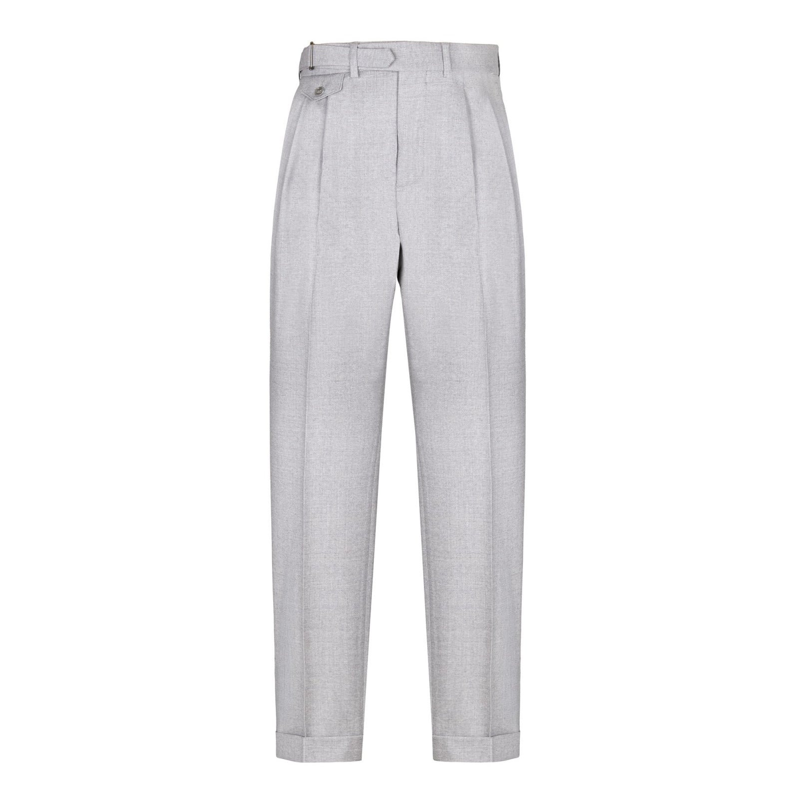 Pantalone doppia pinces flanella di lana stretch 44 / GRIGIO