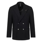 Giacca doppiopetto in flanella misto lana stretch 44 / NERO