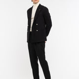Giacca doppiopetto in flanella misto lana stretch 44 / NERO