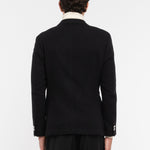 Giacca doppiopetto in flanella misto lana stretch 44 / NERO