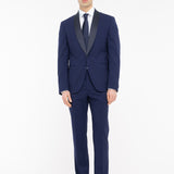 Abito slim fresco di lana stretch 44 / BLU