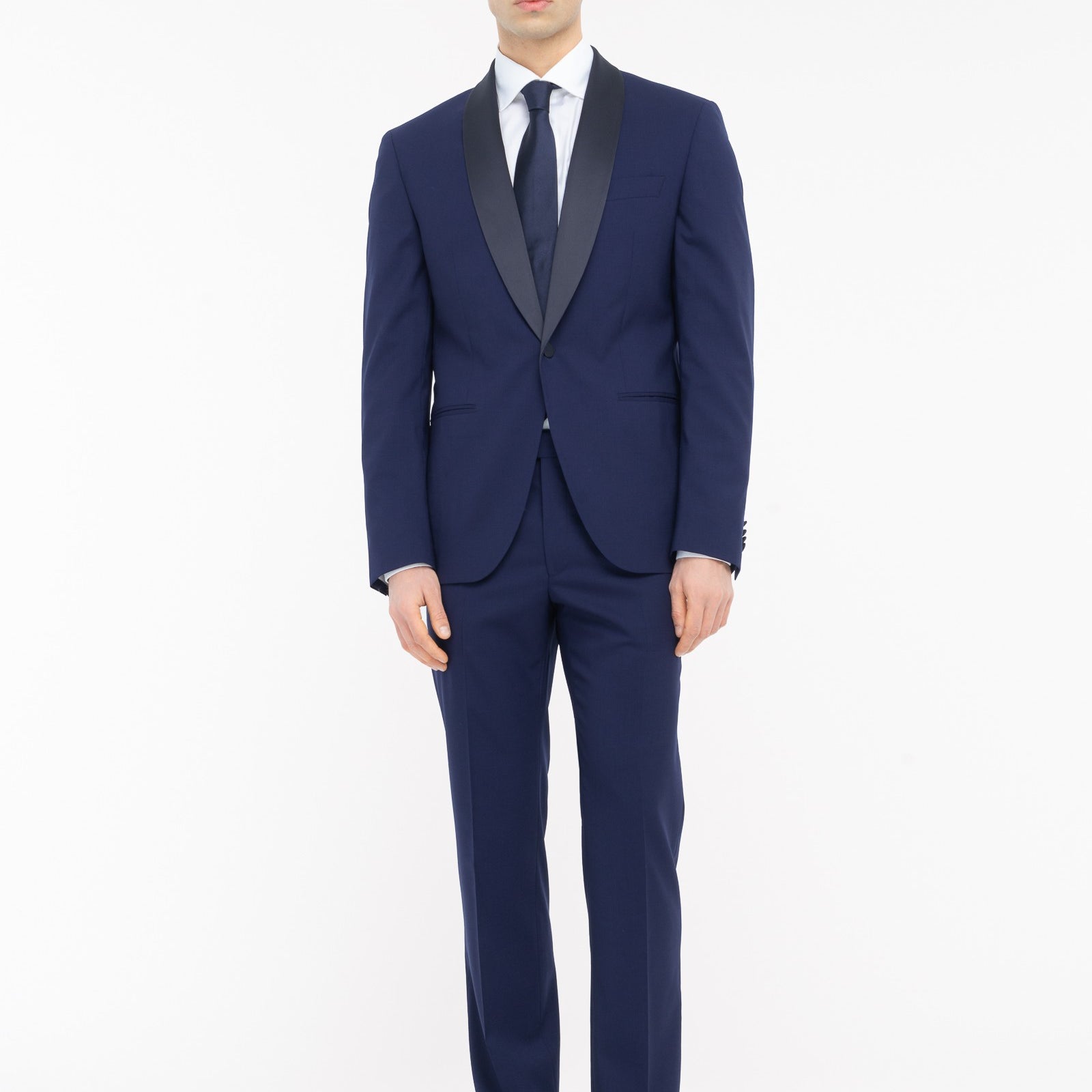 Abito slim fresco di lana stretch 44 / BLU