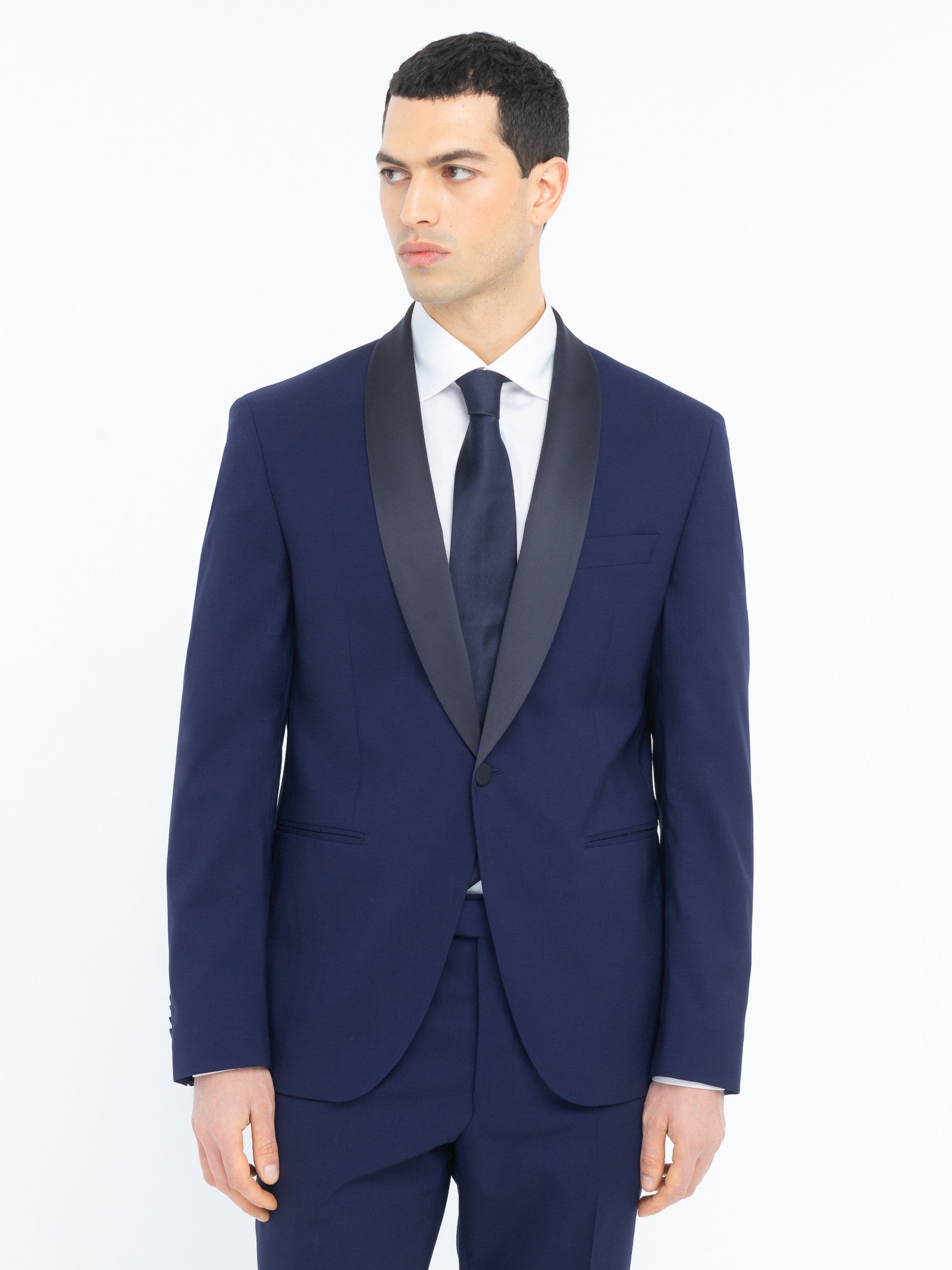 Abito slim fresco di lana stretch 44 / BLU