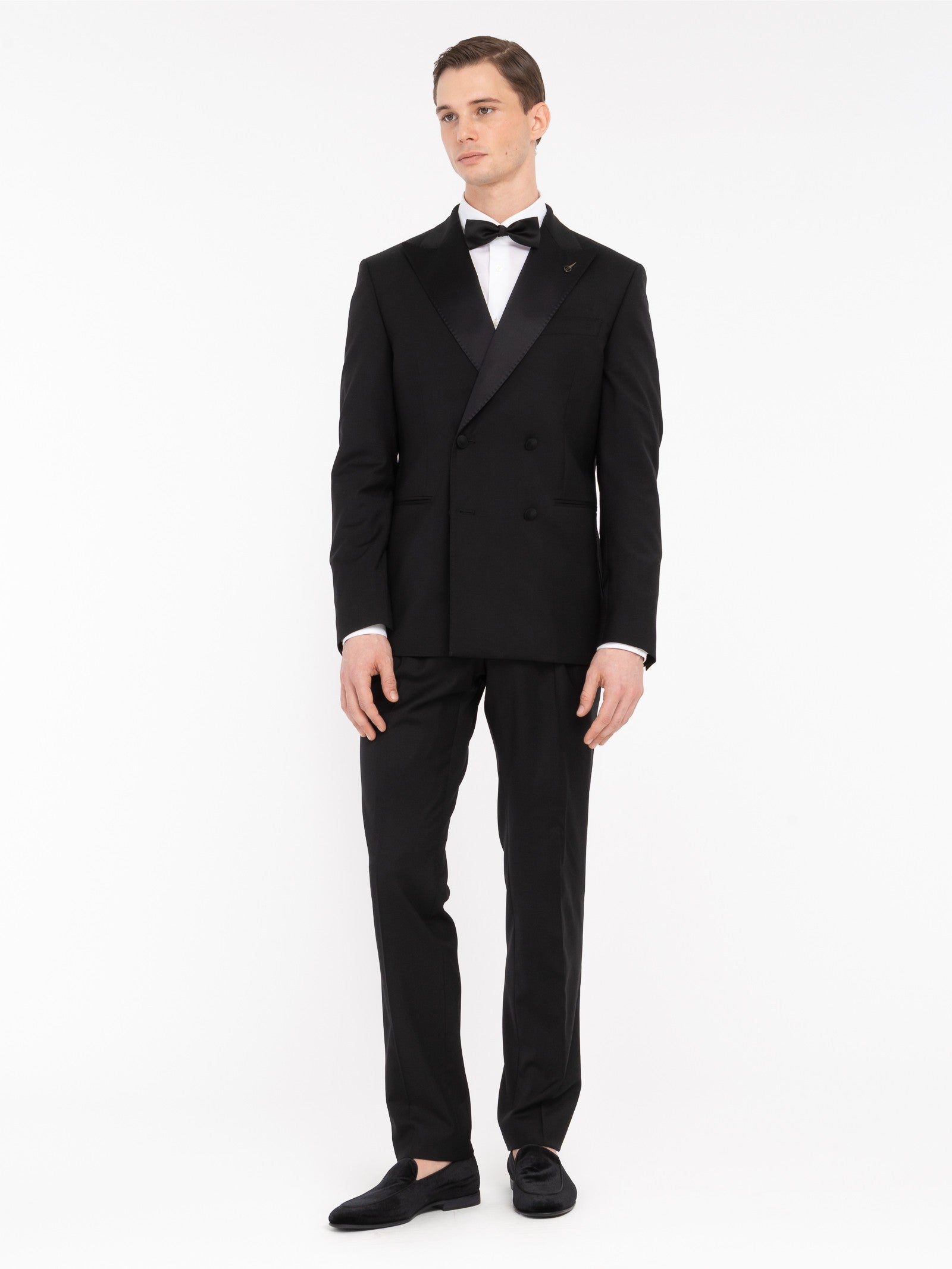 Abito doppiopetto fresco di lana stretch 44 / NERO