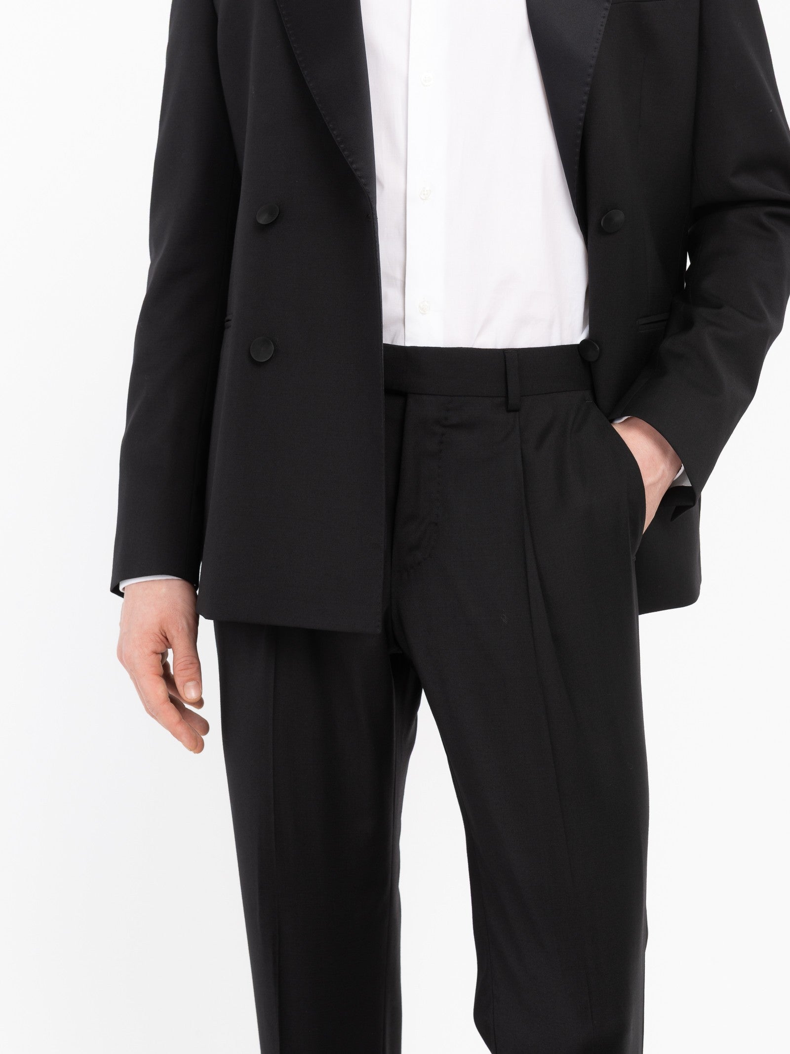 Abito doppiopetto fresco di lana stretch 44 / NERO