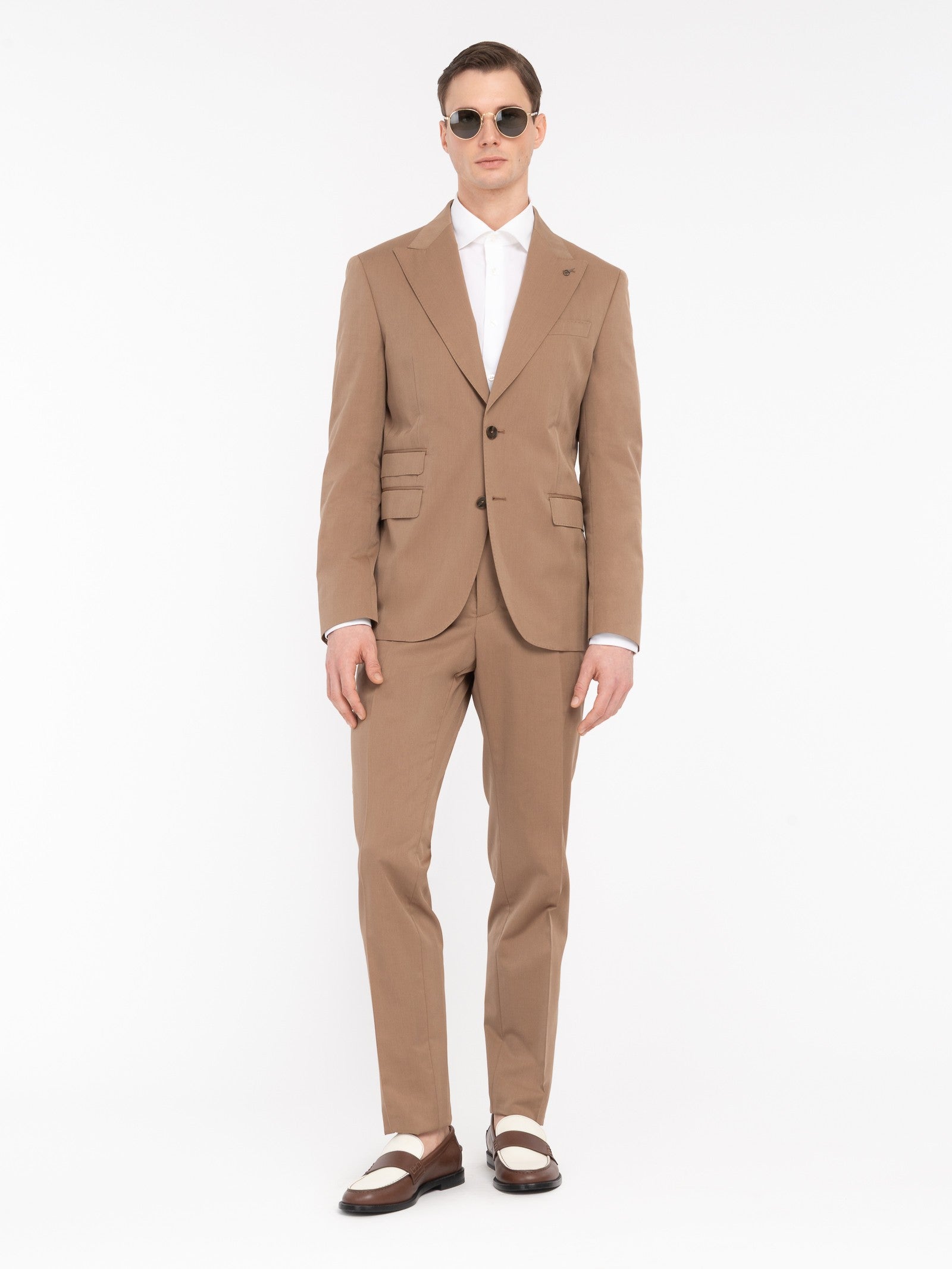 Abito solaro tono su tono lana cotone 44 / MARRONE