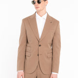 Abito solaro tono su tono lana cotone 44 / MARRONE