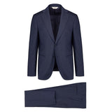 Abito Micro texture lana vergine super 100`s 44 / BLU