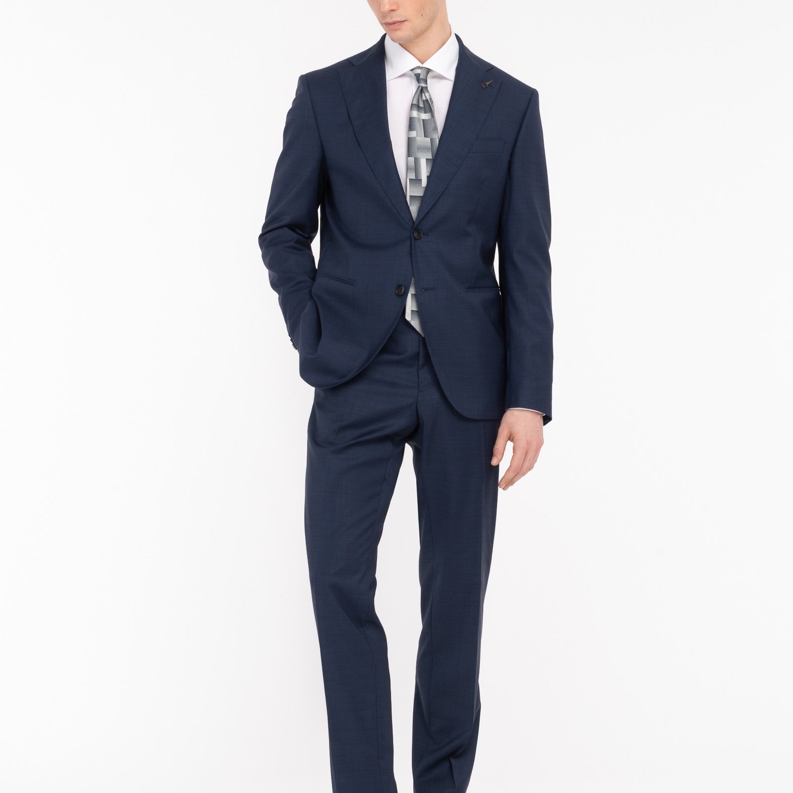 Abito Micro texture lana vergine super 100`s 44 / BLU