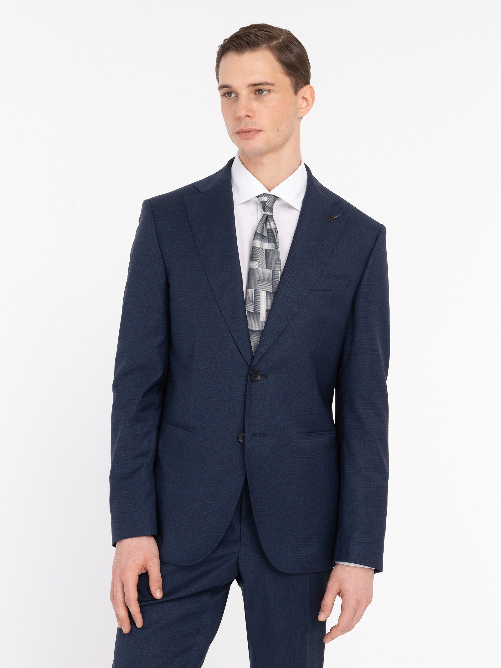 Abito Micro texture lana vergine super 100`s 44 / BLU