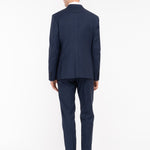 Abito Micro texture lana vergine super 100`s 44 / BLU