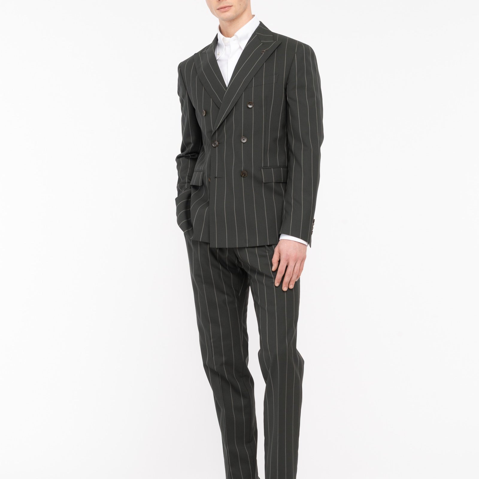 Abito doppiopetto gessato lana vergine 44 / VERDE