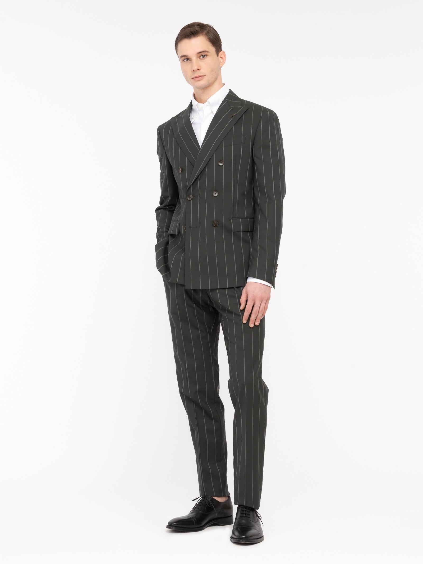 Abito doppiopetto gessato lana vergine 44 / VERDE