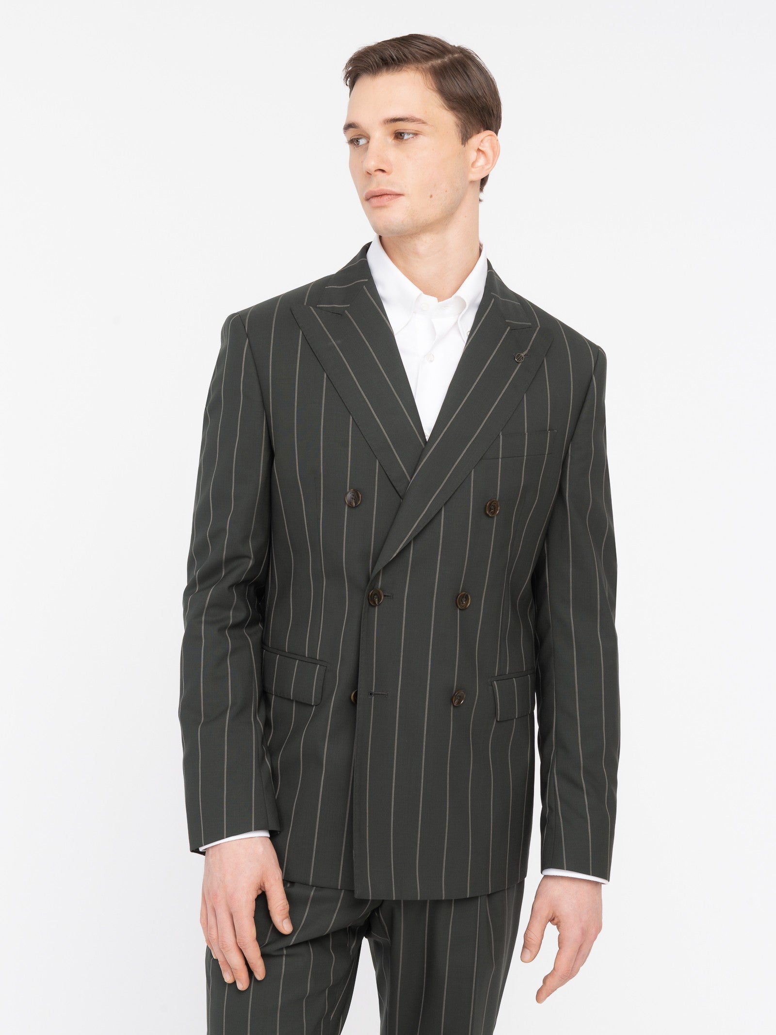 Abito doppiopetto gessato lana vergine 44 / VERDE