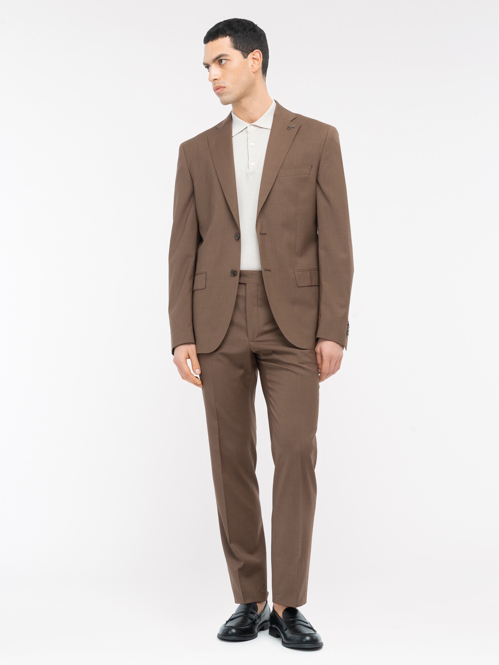 Abito in fresco di lana stretch 44 / MARRONE