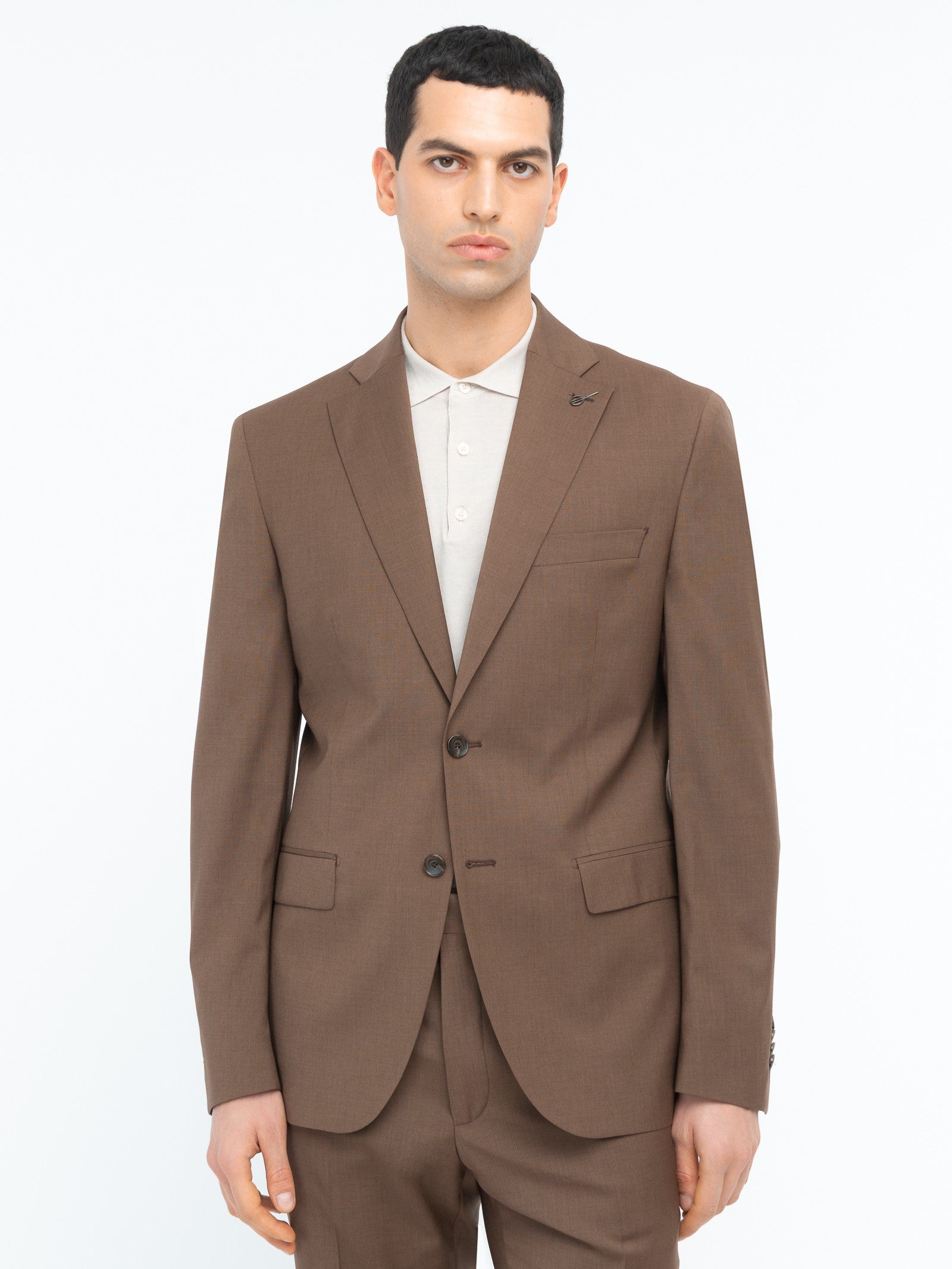 Abito in fresco di lana stretch 44 / MARRONE