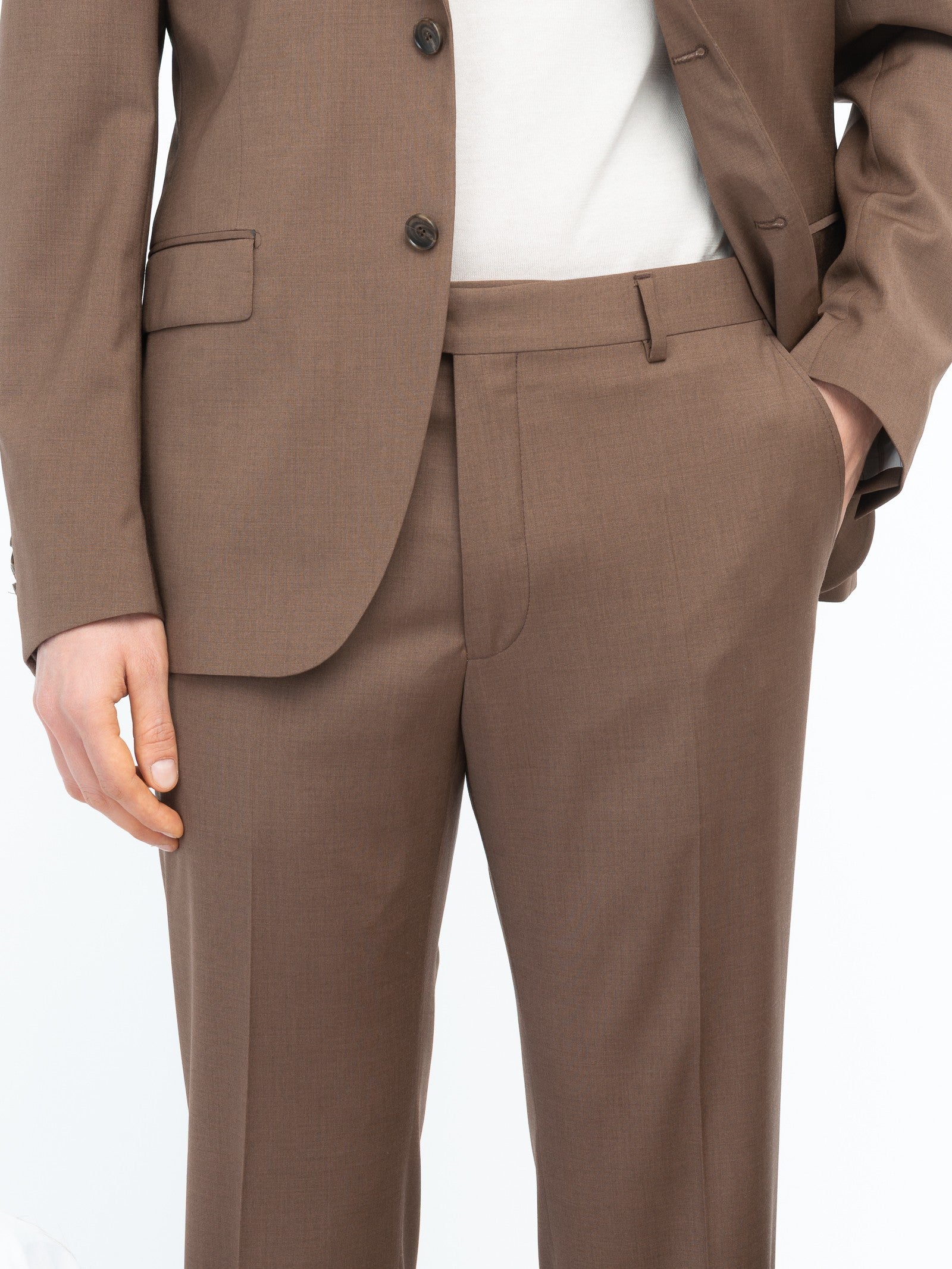 Abito in fresco di lana stretch 44 / MARRONE