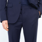 Abito micro check lana vergine super 110`s 44 / BLU