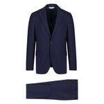 Abito gessato lana vergine super 100`s 44 / BLU