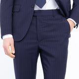 Abito gessato lana vergine super 100`s 44 / BLU