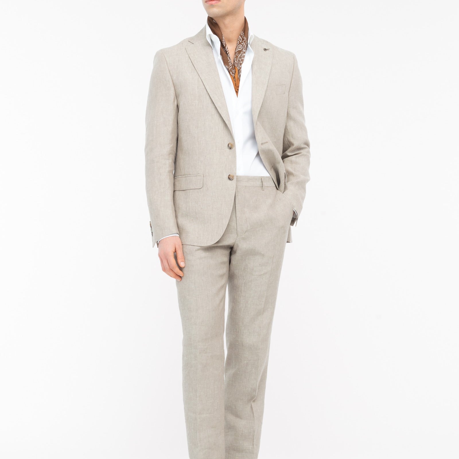 Abito semifoderato in lino 44 / BEIGE