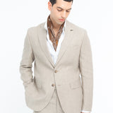 Abito semifoderato in lino 44 / BEIGE