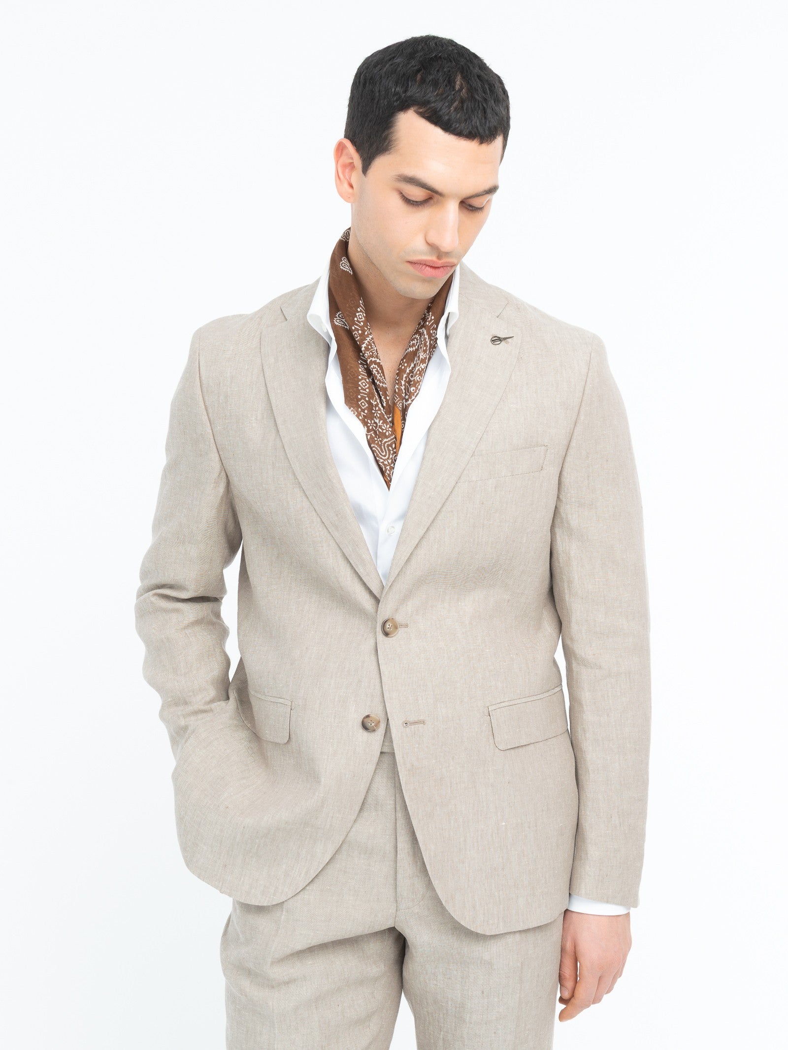 Abito semifoderato in lino 44 / BEIGE