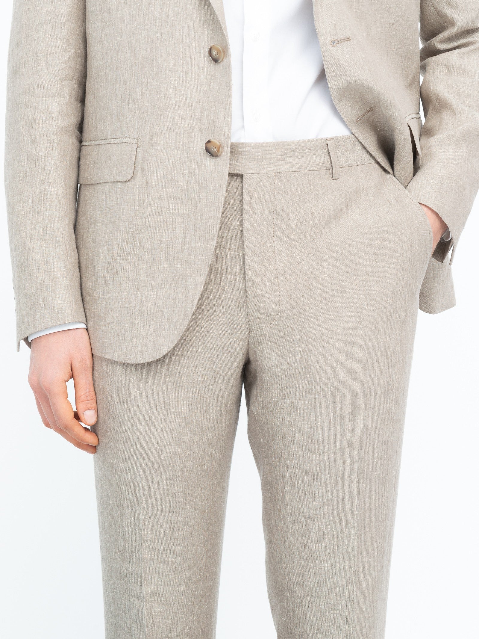 Abito semifoderato in lino 44 / BEIGE