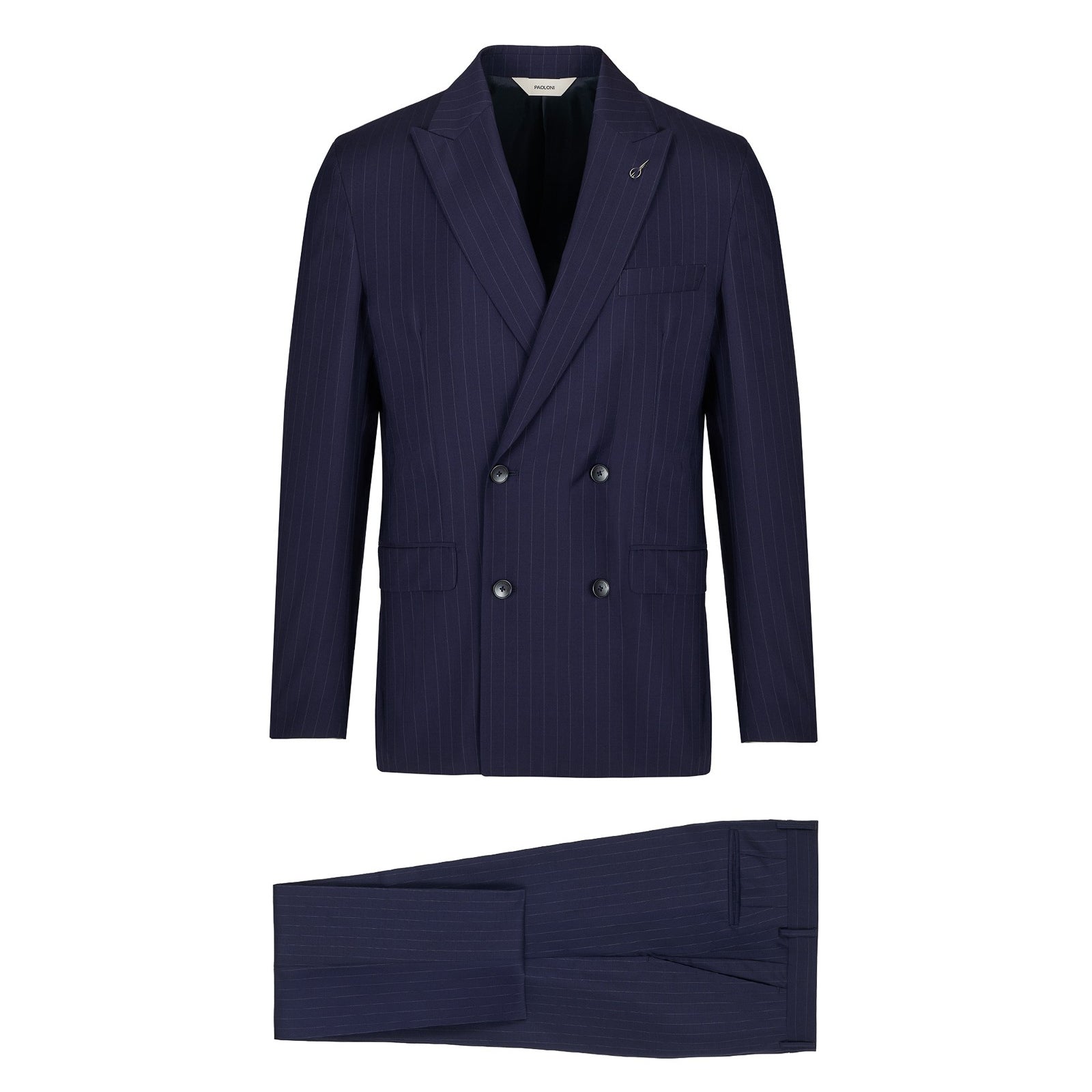 Abito doppiopetto gessato lana vergine super 100`s 44 / BLU