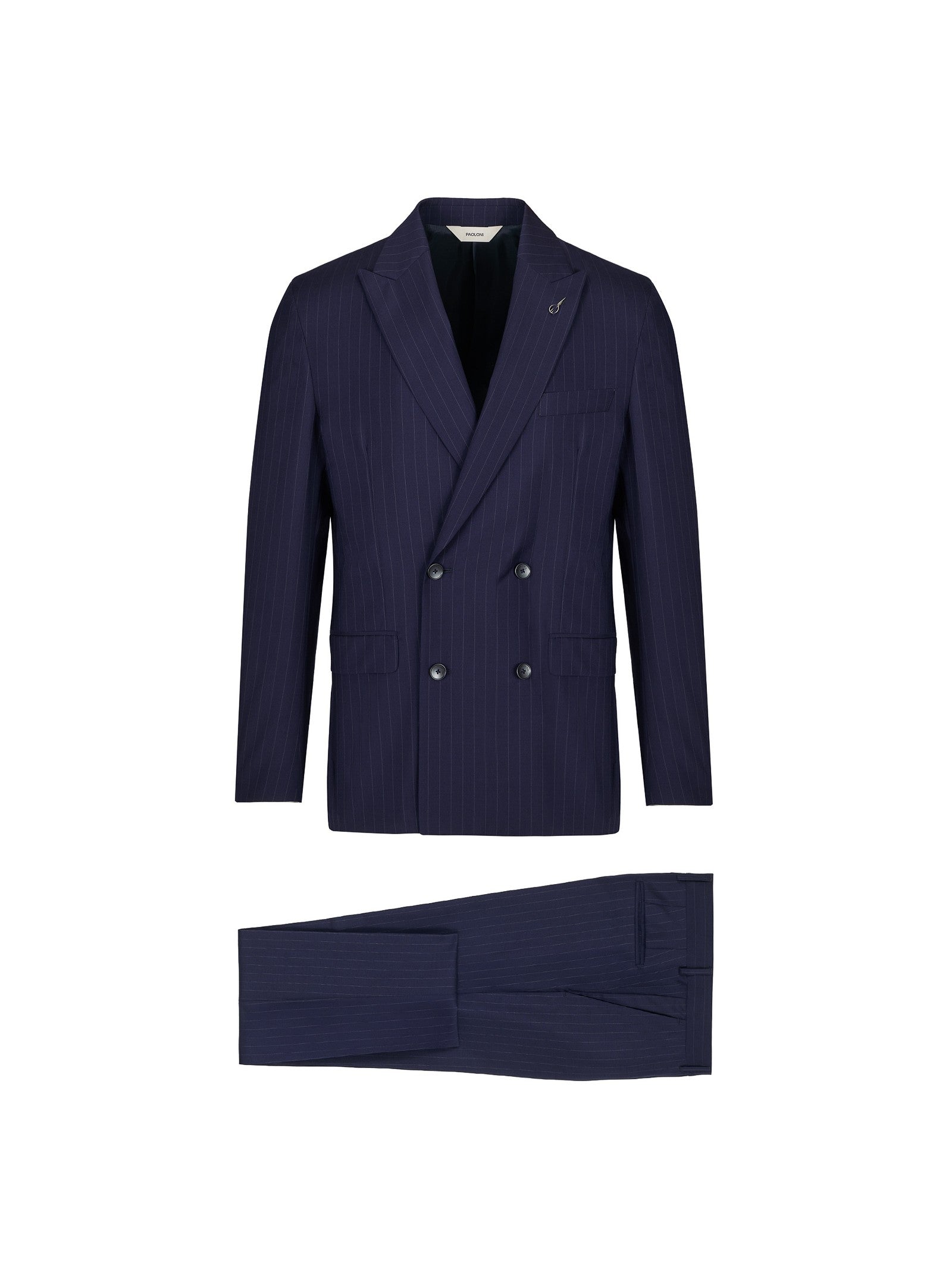 Abito doppiopetto gessato lana vergine super 100`s 44 / BLU