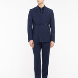 Abito doppiopetto gessato lana vergine super 100`s 44 / BLU