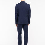 Abito doppiopetto gessato lana vergine super 100`s 44 / BLU
