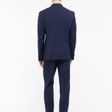 Abito doppiopetto gessato lana vergine super 100`s 44 / BLU