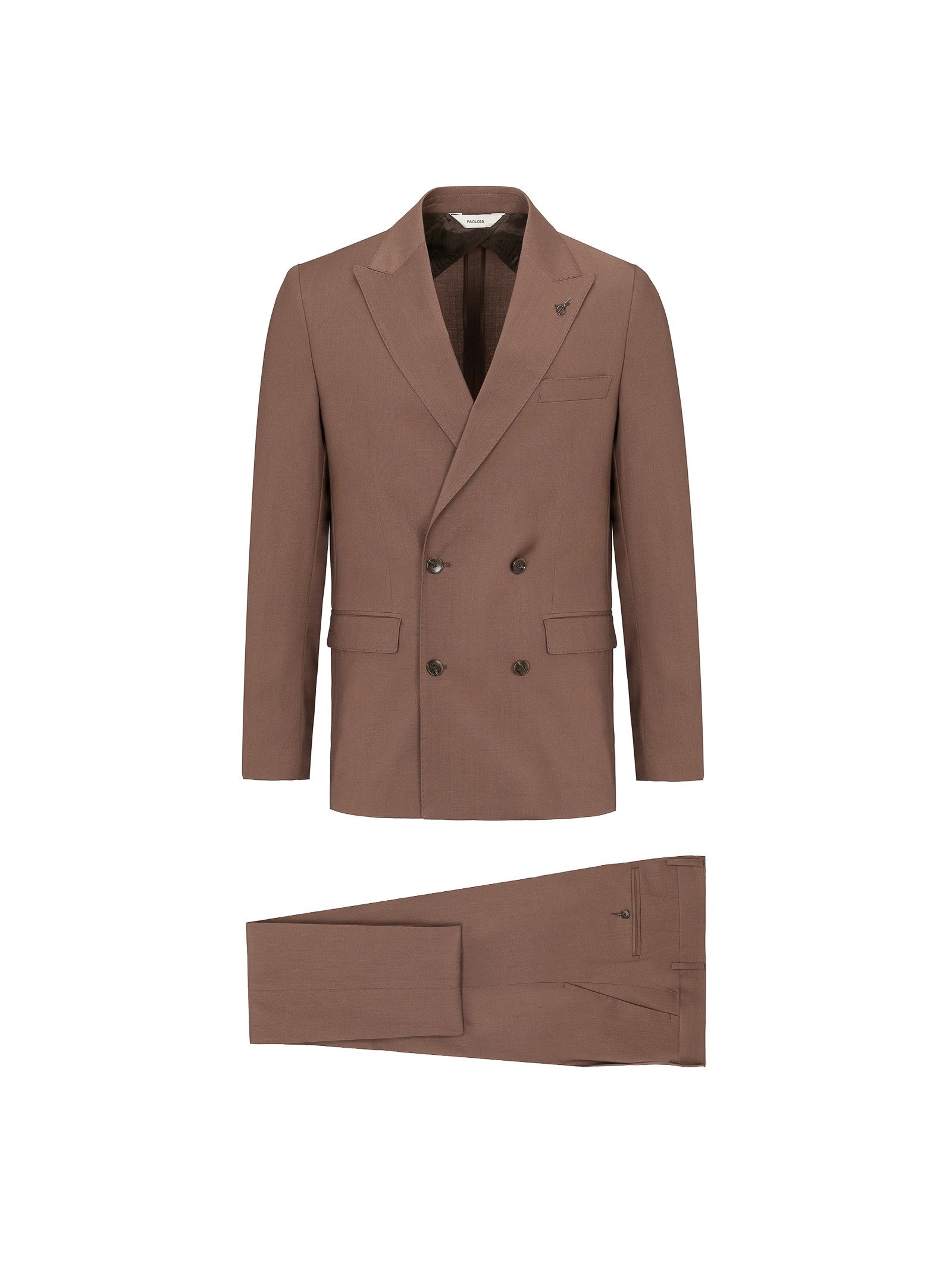 Abito doppiopetto fresco di lana stretch 44 / MARRONE