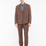 Abito doppiopetto fresco di lana stretch 44 / MARRONE