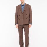 Abito doppiopetto fresco di lana stretch 44 / MARRONE