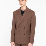 Abito doppiopetto fresco di lana stretch 44 / MARRONE