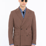 Abito doppiopetto fresco di lana stretch 44 / MARRONE