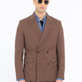 Abito doppiopetto fresco di lana stretch 44 / MARRONE