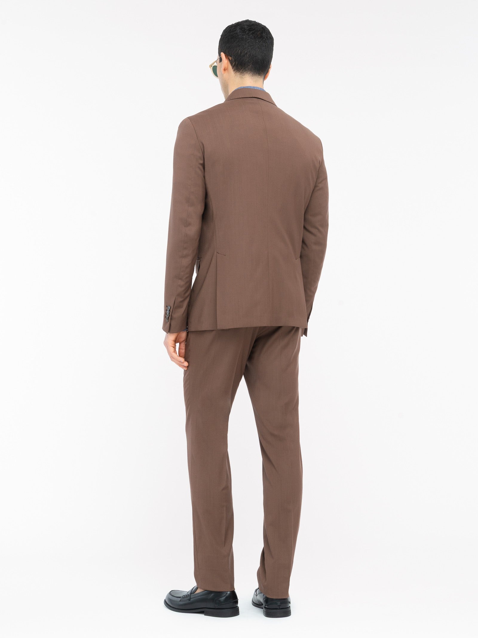 Abito doppiopetto fresco di lana stretch 44 / MARRONE