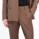 Abito doppiopetto fresco di lana stretch 44 / MARRONE