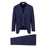 Abito con gilet fresco di lana stretch 44 / BLU