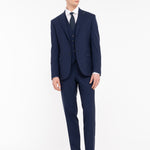 Abito con gilet fresco di lana stretch 44 / BLU