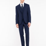 Abito con gilet fresco di lana stretch 44 / BLU