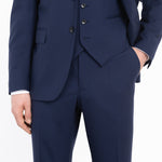 Abito con gilet fresco di lana stretch 44 / BLU