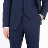 Abito con gilet fresco di lana stretch 44 / BLU