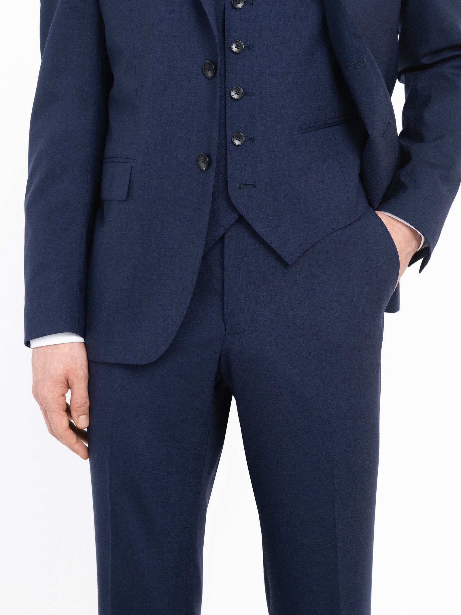 Abito con gilet fresco di lana stretch 44 / BLU