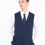 Abito con gilet fresco di lana stretch 44 / BLU